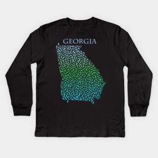 Georgia State Outline Maze & Labyrinth Kids Long Sleeve T-Shirt